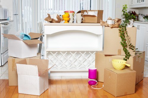 Packed apartment boxes ready for flat removals in Hammersmith
