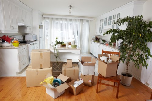Packed household items loaded for transport during a Hammersmith move