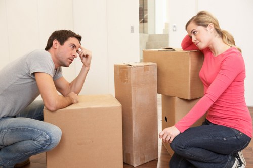 Packed student moving boxes ready for transport