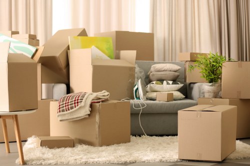 Protective wrapping for sofa and wooden furniture during a Hammersmith move