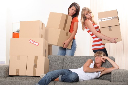 Family home moving day with removal vehicle in Hammersmith